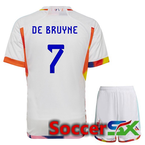 Belgium (DE BRUYNE 7) Kids Away Jersey White 2023/2023