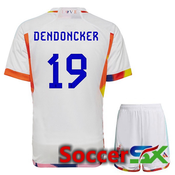 Belgium (DENDONCKER 19) Kids Away Jersey White 2023/2023