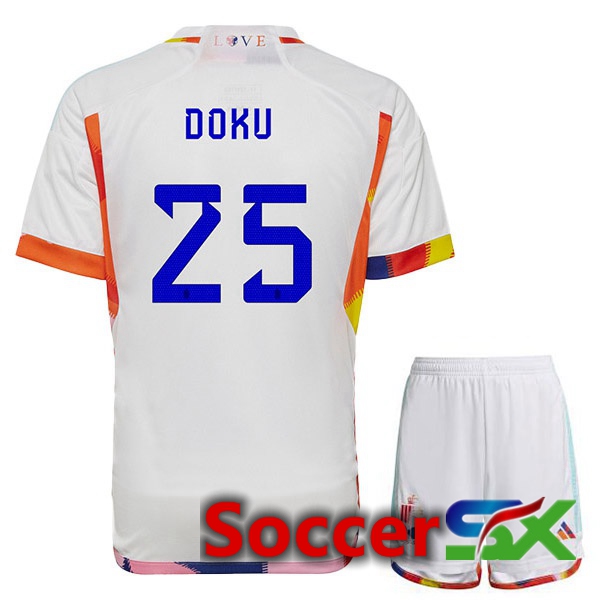 Belgium (DOKU 25) Kids Away Jersey White 2023/2023