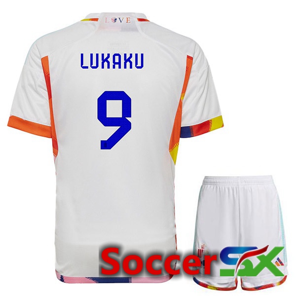 Belgium (LUKAKU 9) Kids Away Jersey White 2023/2023