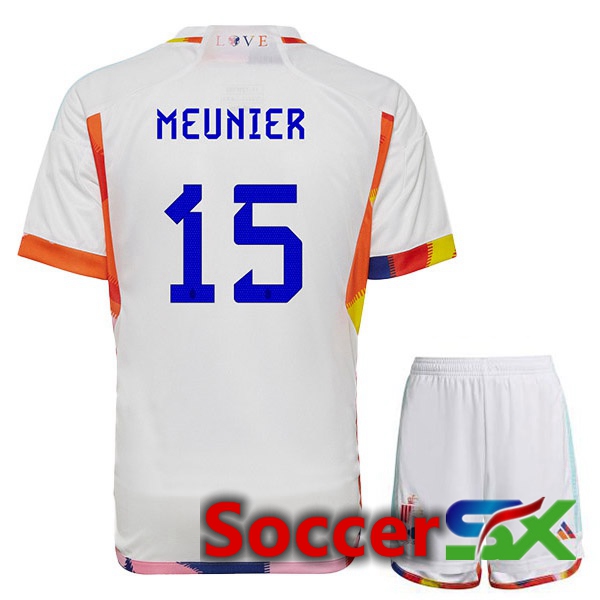 Belgium (MEUNIER 15) Kids Away Jersey White 2023/2023