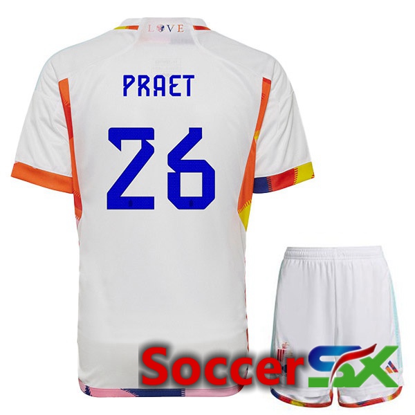 Belgium (PRAET 26) Kids Away Jersey White 2023/2023