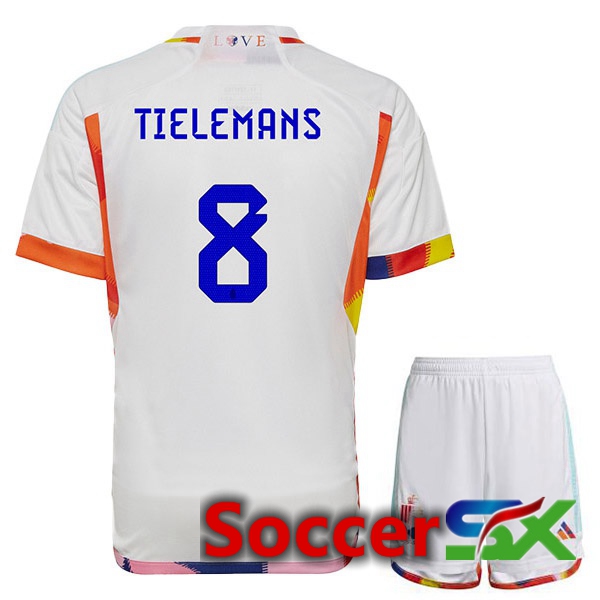 Belgium (TIELEMANS 8) Kids Away Jersey White 2023/2023