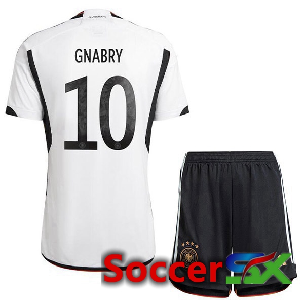 Germany (GNABRY 10) Kids Home Jersey Black White 2023/2023