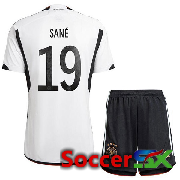 Germany (SANÉ 19) Kids Home Jersey Black White 2023/2023