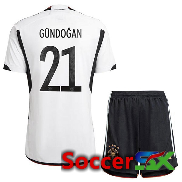 Germany (GÜNDOGAN 21) Kids Home Jersey Black White 2023/2023