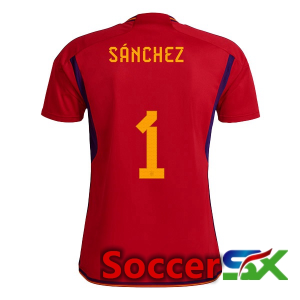 Spain (S脕NCHEZ 1) Home Jersey Red 2023/2023