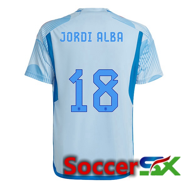 Spain (JORDI ALBA 18) Away Jersey Blue White 2023/2023