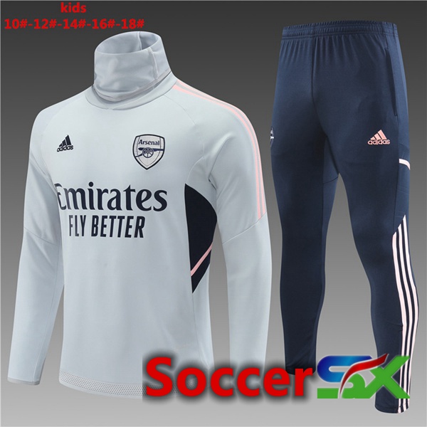 Arsenal High collar Kids Training Tracksuit Grey 2022/2023