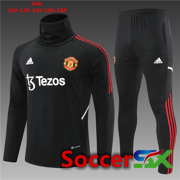 Manchester United High collar Kids Training Tracksuit Black 2022/2023