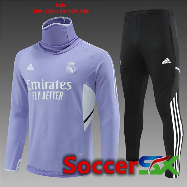 Real Madrid High collar Kids Training Tracksuit Purple 2022/2023