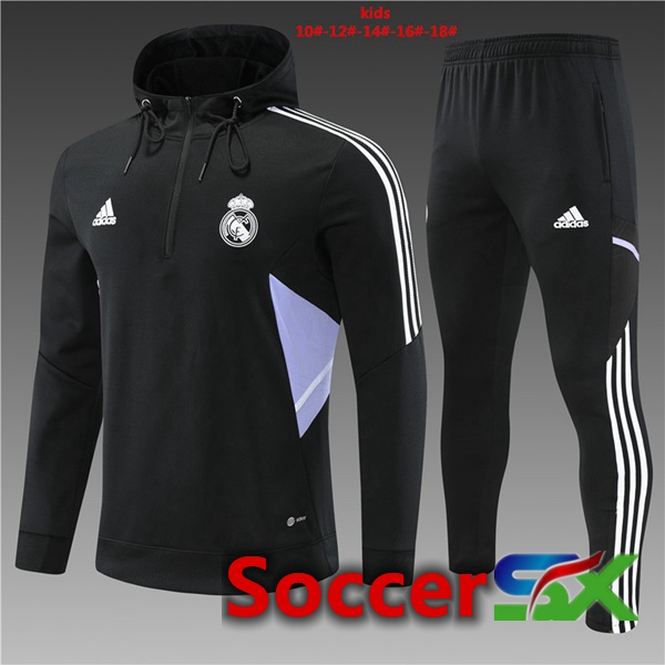 Real Madrid Kids Training Tracksuit Hoodie Black 2022/2023