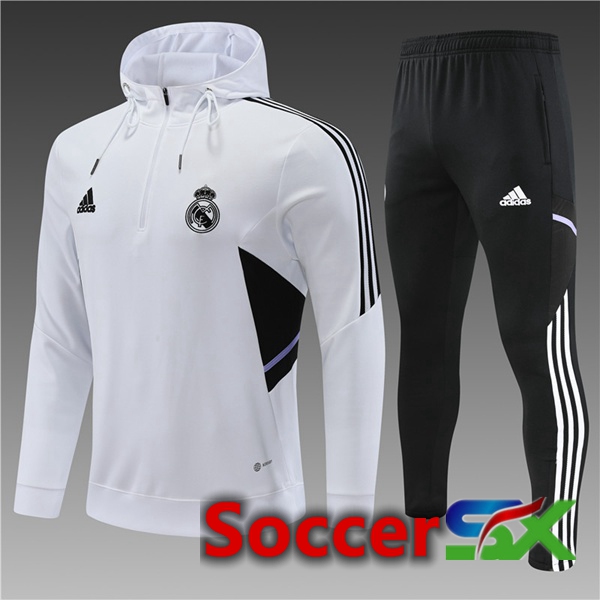 Real Madrid Kids Training Tracksuit Hoodie White 2022/2023