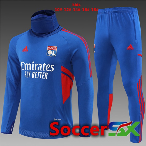 Lyon OL High collar Kids Training Tracksuit Blue 2022/2023