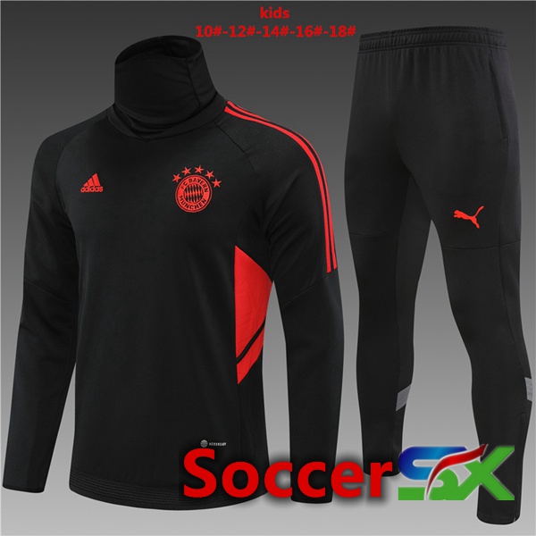 Bayern Munich High collar Kids Training Tracksuit Black 2022/2023