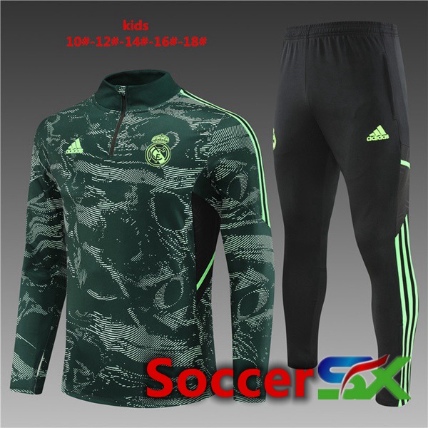 Real Madrid Kids Training Jacket Suit Green 2022/2023