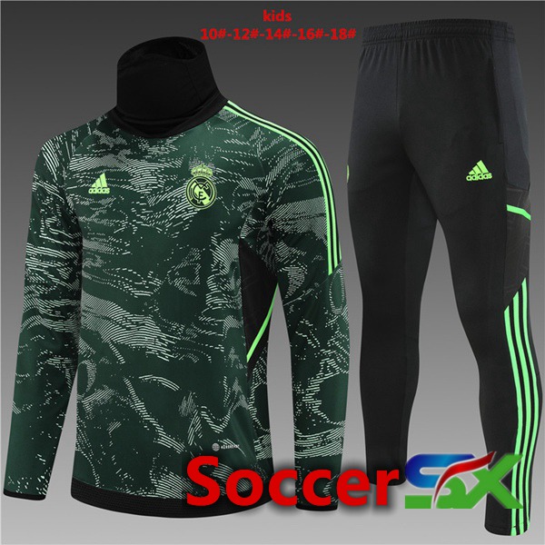 Real Madrid High collar Kids Training Jacket Suit Green 2022/2023