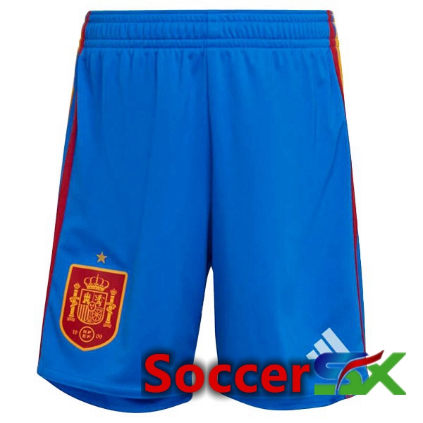 Spain Soccer Shorts Away Blue White 2022/2023