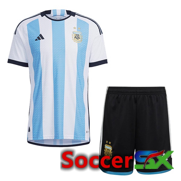 Argentina Kids Home Jersey Blue White World Cup 2022