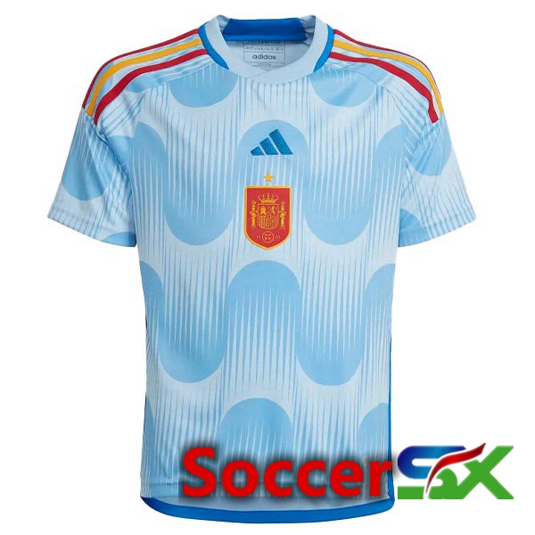 Spain Away Jersey Blue White World Cup 2022
