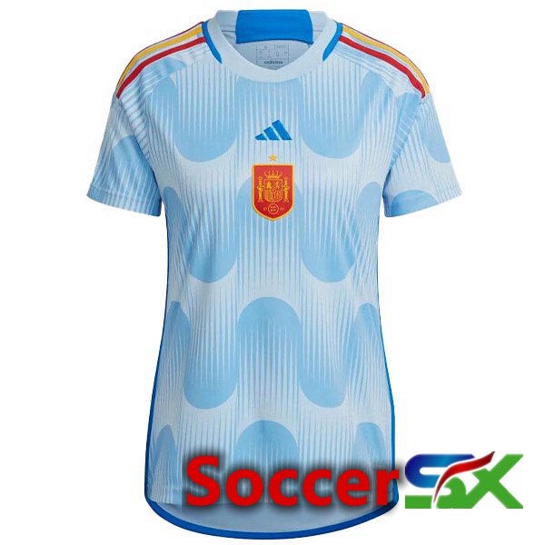 Spain Womens Away Jersey Blue White World Cup 2022