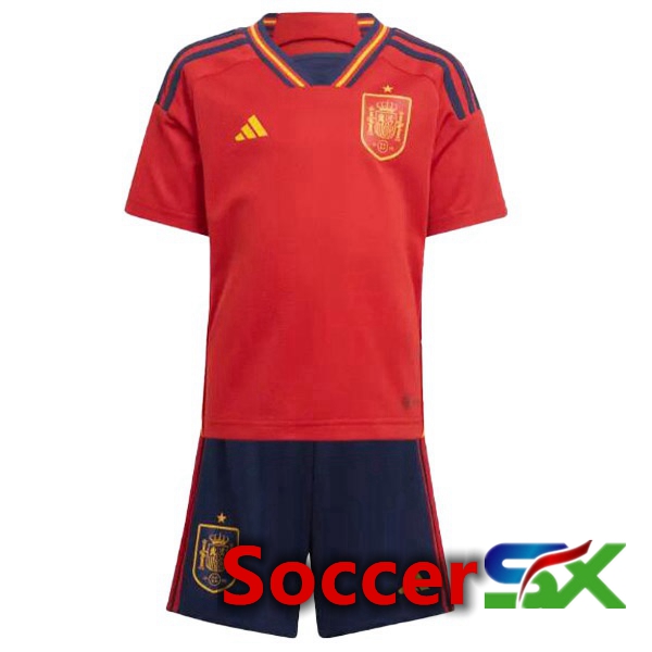 Spain Kids Home Jersey Red World Cup 2022