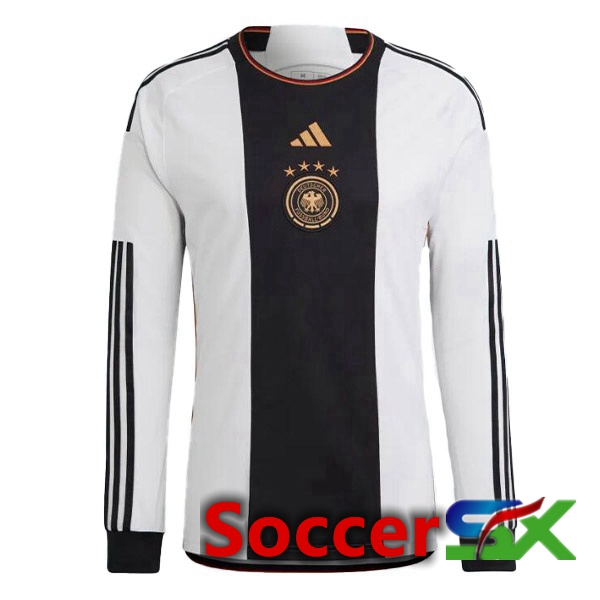 Germany Home Jersey Long Sleeve Black White World Cup 2022