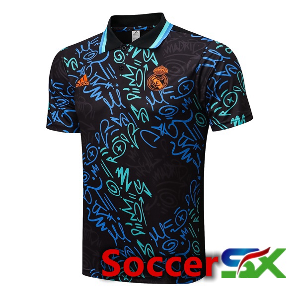 Real Madrid Soccer Polo Black Blue 2022/2023