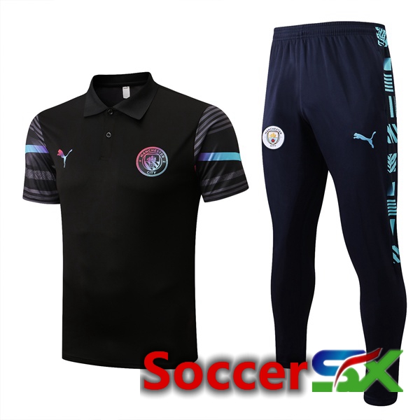 Manchester City Soccer Polo + Pants Black 2022/2023