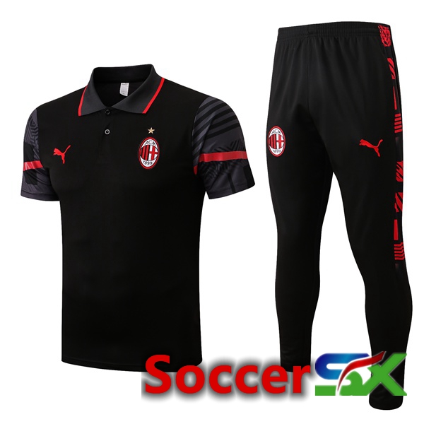 AC Milan Soccer Polo + Pants Black 2022/2023