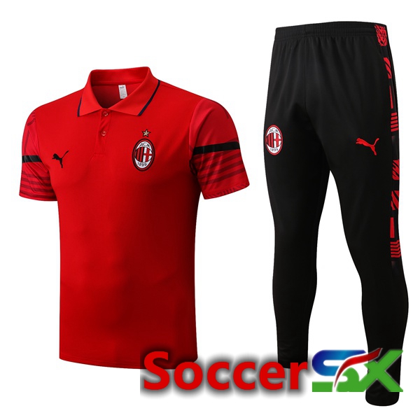 AC Milan Soccer Polo + Pants Red 2022/2023