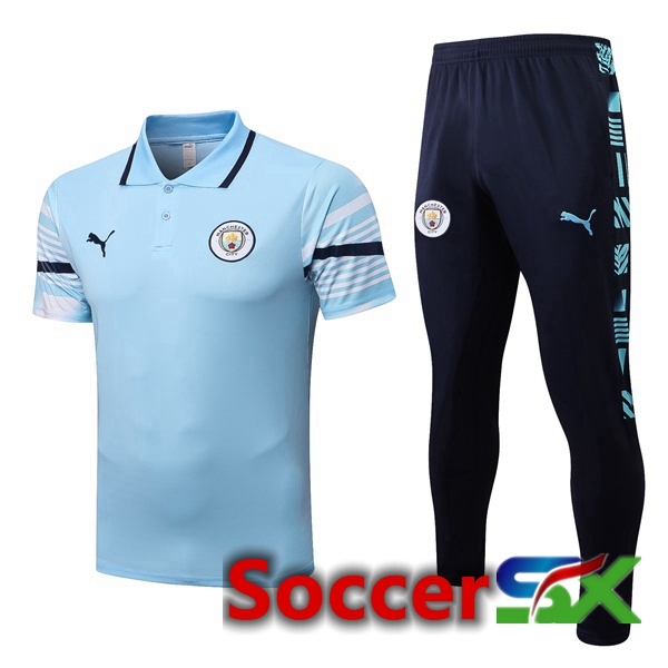 Manchester City Soccer Polo + Pants Blue 2022/2023