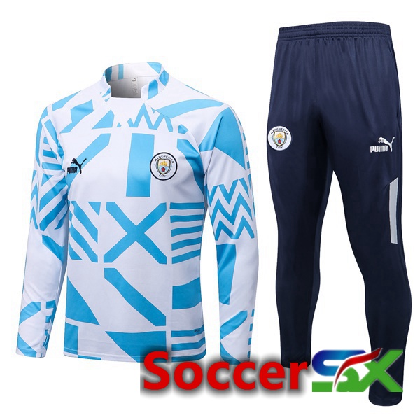 Manchester City Training Tracksuit White Blue 2022/2023