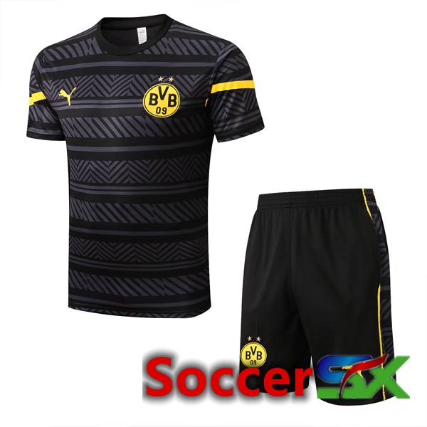 Dortmund BVB Training T Shirt + Shorts Black 2022/2023