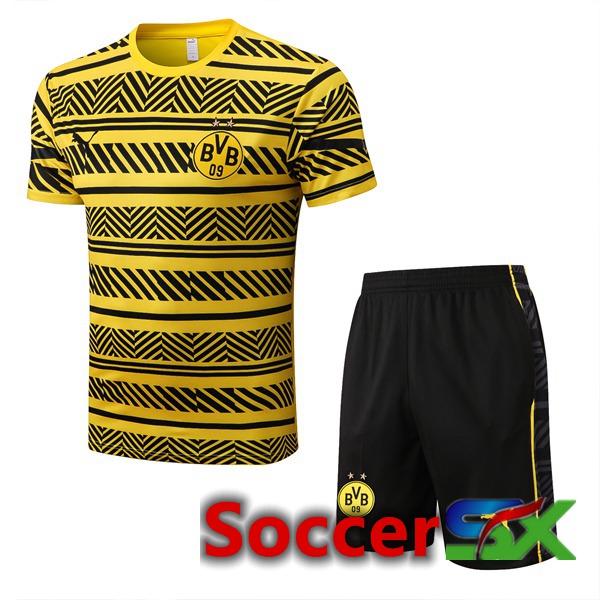 Dortmund BVB Training T Shirt + Shorts Yellow 2022/2023