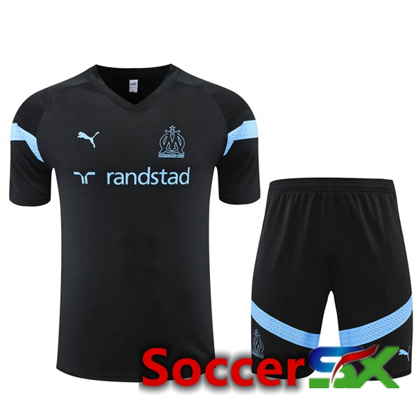 Marseille OM Training T Shirt + Shorts Black 2022/2023