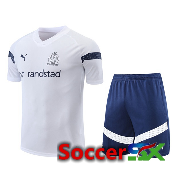 Marseille OM Training T Shirt + Shorts White 2022/2023