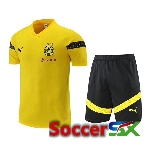 Dortmund BVB Training T Shirt + Shorts Yellow 2022/2023