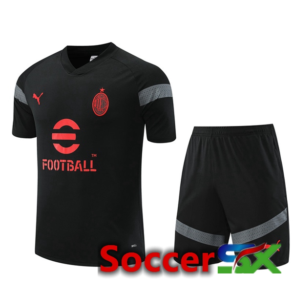 AC Milan Training T Shirt + Shorts Black 2022/2023