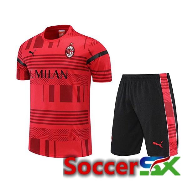 AC Milan Training T Shirt + Shorts Red 2022/2023