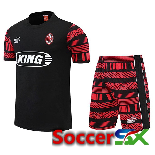 AC Milan Training T Shirt + Shorts Black 2022/2023