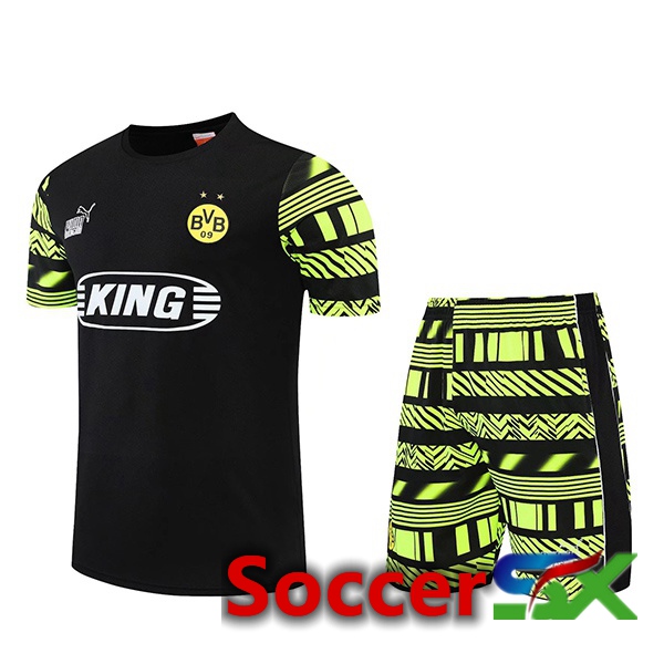 Dortmund BVB Training T Shirt + Shorts Black 2022/2023