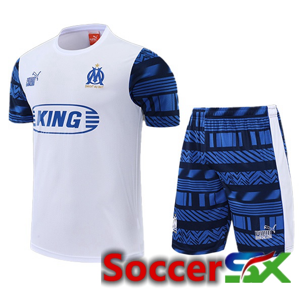 Marseille OM Training T Shirt + Shorts White 2022/2023