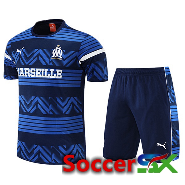 Marseille OM Training T Shirt + Shorts Blue 2022/2023