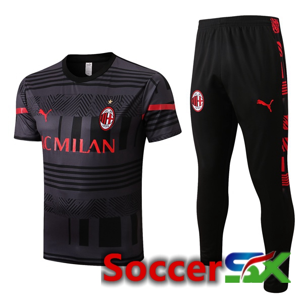 AC Milan Training T Shirt + Pants Black 2022/2023
