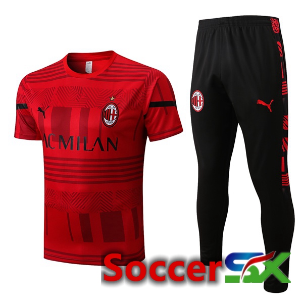 AC Milan Training T Shirt + Pants Red 2022/2023