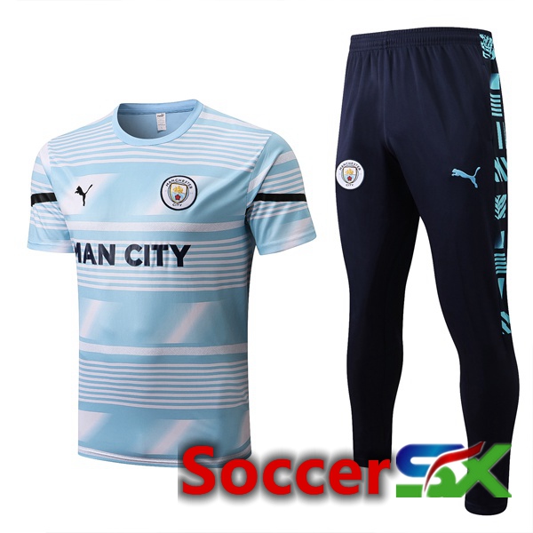 Manchester City Training T Shirt + Pants Blue White 2022/2023