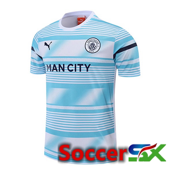 Manchester City Training T Shirt White Blue 2022/2023