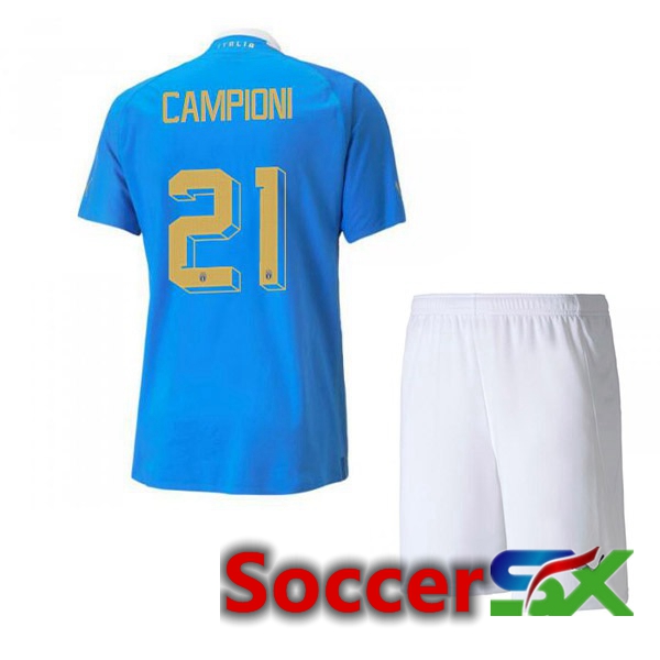 Italy（Campioni 21）Kids Home Jersey Blue 2023/2023