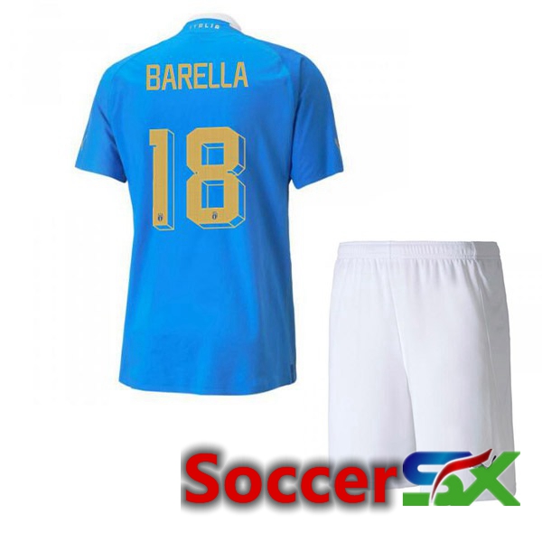 Italy（Barella 18）Kids Home Jersey Blue 2023/2023